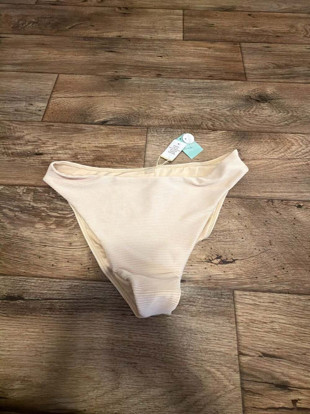 Full Tilt Swim Ribbed Bikini Bottoms Cream Size XL